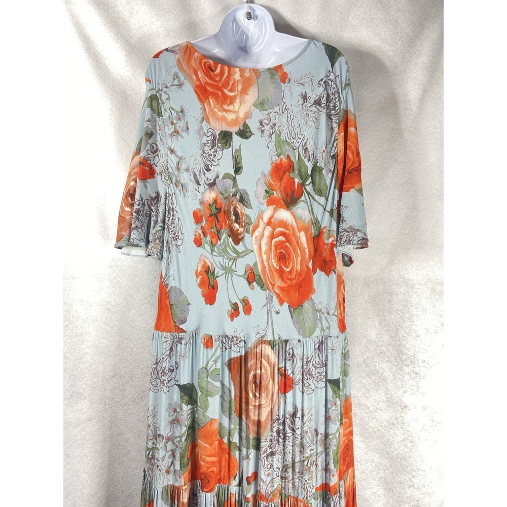 Soft Surroundings First Bloom Maxi Dress Women's 3X Blue Floral Tiered Boho Chic - Picture 5 of 10